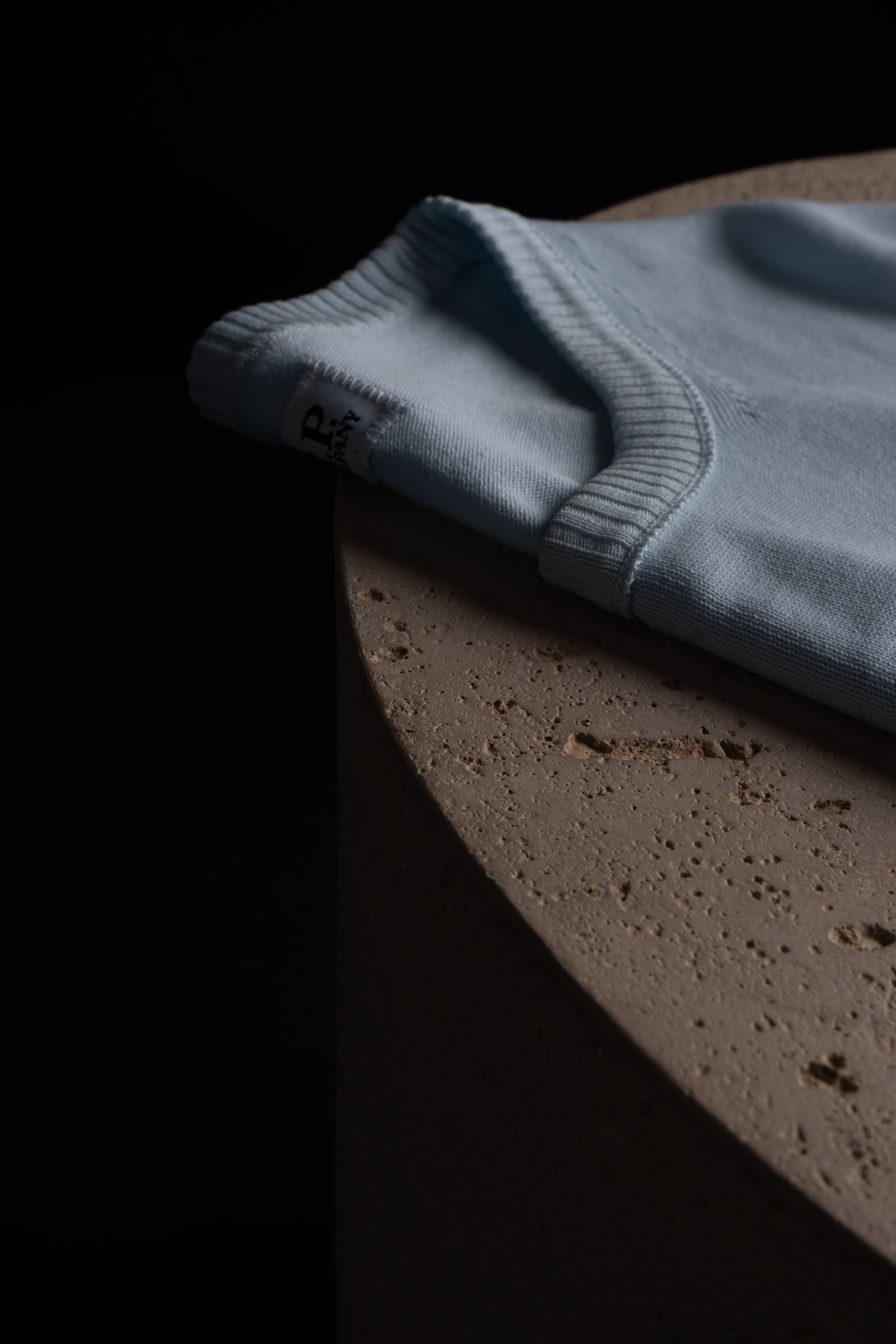 Col du Sweat en maille CP Company Bleu clair